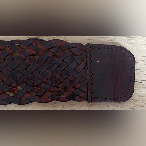 Vintage Braided Leather Belt With Brass With Stone In Middle  Made In Morraco 41 - Picture 5 of 5